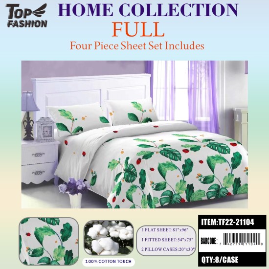 80G FULL SIZE PRINTED LEAF BED SHEET 4PCS SET 8PC/CS