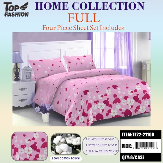 80G FULL SIZE PRINTED BED SHEET 4-PIECE SET 8PC/CS