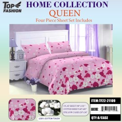 80G QUEEN SIZE PRINTED BED SHEET 4-PIECE SET 8PC/CS
