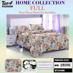 80G FULL SIZE PRINTED PETUNIA BED SHEET 4-PCS SET 8PC/CS