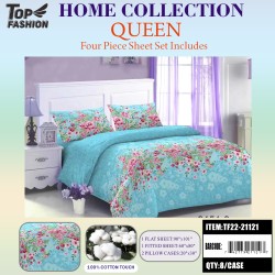 100G QUEEN SIZE PRINTED BED SHEET 4-PIECE SET 8PC/CS