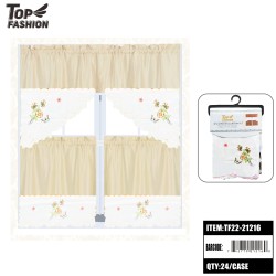 EMBROIDERY BUTTERFLY BEIGE KITCHEN CURTAINS 24PC/CS