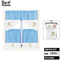 EMBROIDERY BUTTERFLY BLUE KITCHEN CURTAINS 24PC/CS