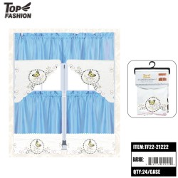 EMBROIDERED BUTTERFLY LAKE BLUE KITCHEN CURTAINS 24PC/CS
