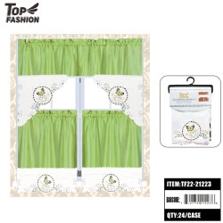 EMBROIDERED BUTTERFLY GREEN KITCHEN CURTAINS 24PC/CS