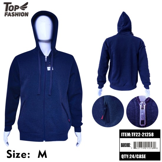 M SIZE MENS NAVY BLUE HOODED ZIPPER SWEATSHIRT 24PC/CS