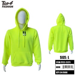 L SIZE FLUORESCENT YELLOW BRUSHED HOODIE 24PC/CS