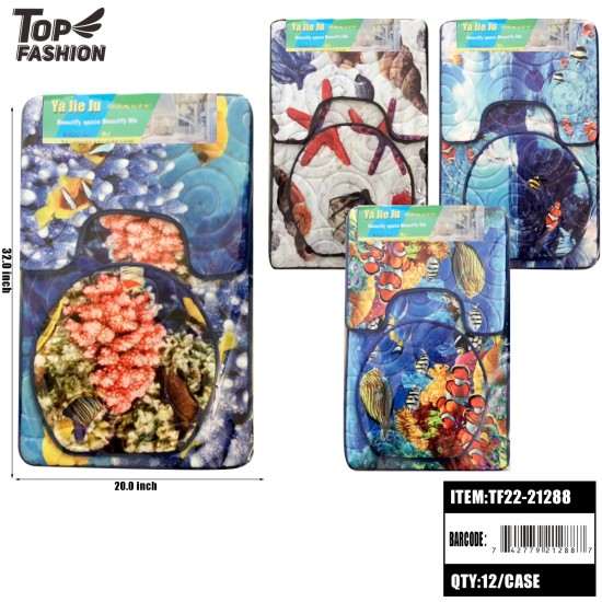 MIX 6TYPES FLANNEL PRINTED STARFISH TOILET 3-PIECE SET12PC/CS