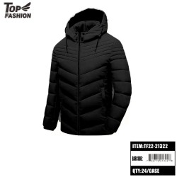 MENS BLACK HOODED DOWN JACKET S-XL 12PC/CS