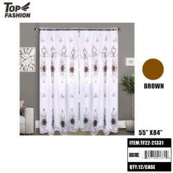 55"*84"DARK BROWN TWO-LAYER CURTAIN WITH VALANCE 12PC/CS
