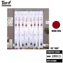 55"*84"BURGUNDY TWO-LAYER CURTAIN WITH VALANCE 12PC/CS