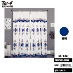 55"*84"BLUE TWO-LAYER CURTAIN WITH VALANCE 12PC/CS