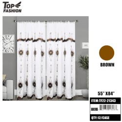 55"*84"DARK BROWN TWO-LAYER CURTAIN WITH VALANCE 12PC/CS