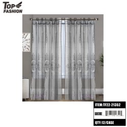 55"*84" GRAY ROSE EMBROIDERED CURTAIN 12PC/CS