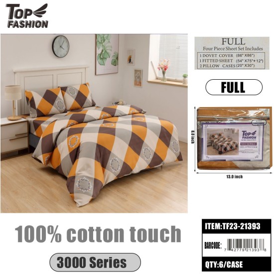 100G FULL SIZE PRINTED PLAID DUVET COVER 4PCS-SET 6PC/CS