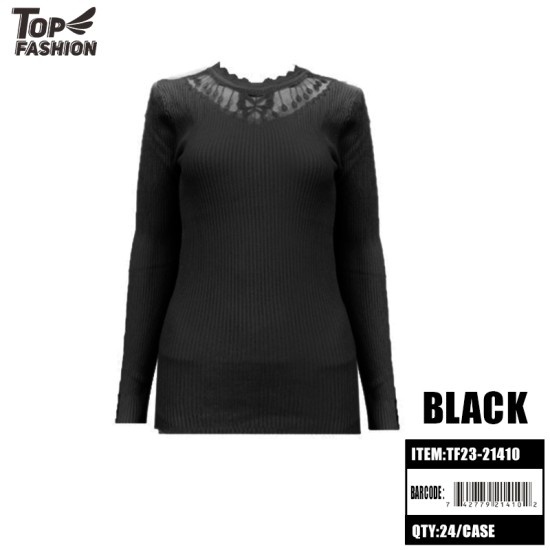 BLACK LACE COLLAR SKINNY SWEATER 24PC/CS