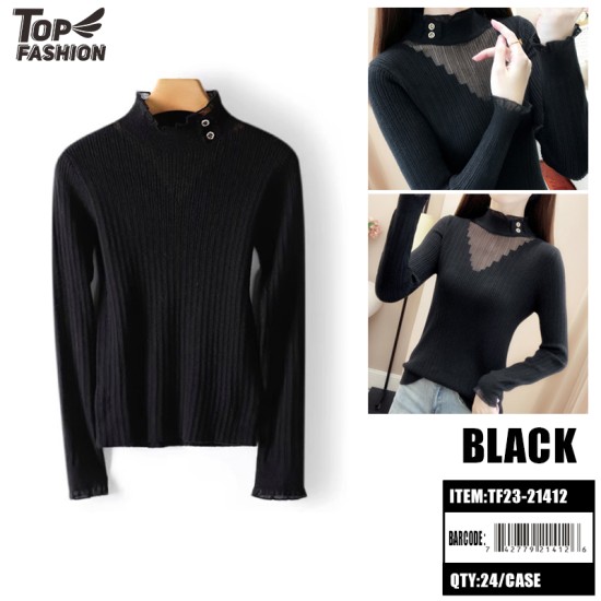 BLACK STUD DIAMOND TIGHT SWEATER 24PC/CS