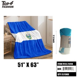 EL SALVADOR FLAG FLANNEL THROW BLANKET 12PC/CS