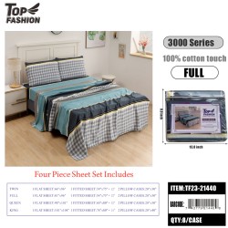 100G FULL SIZE BLUE STRIPE BED SHEET 4PIECE SET 8PC/CS