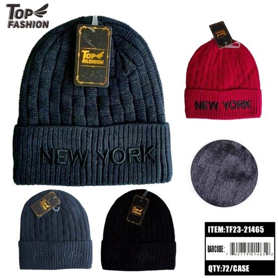 MIX 4 COLORS NEW YORK MENS FLEECE WOOLEN HAT 72PC/CS