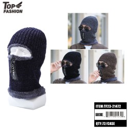 4-COLOR ZIPPER PLUS FLEECE MASKED HAT 72PC/CS