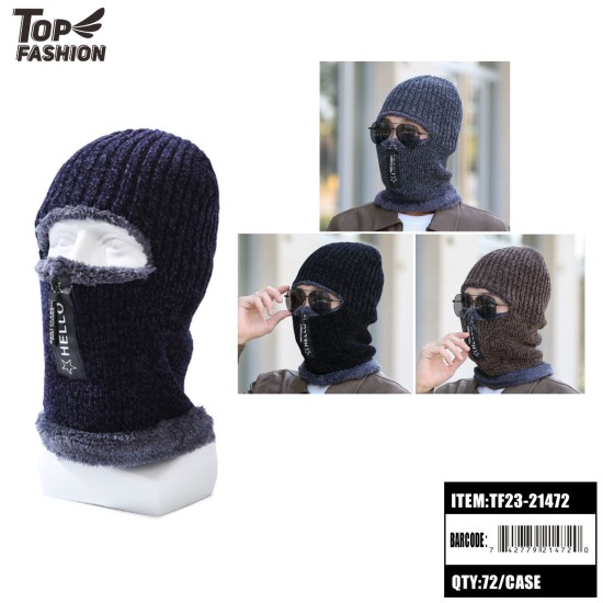 4-COLOR ZIPPER PLUS FLEECE MASKED HAT 72PC/CS