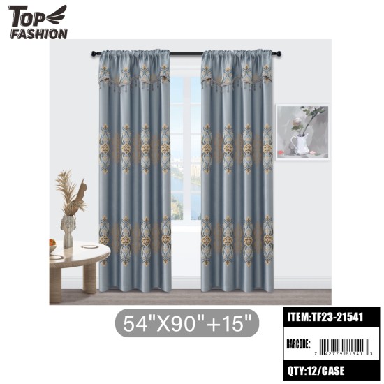 950G GRAY EUROPEAN FLOWER BLACKOUT CURTAINS 12PC/CS