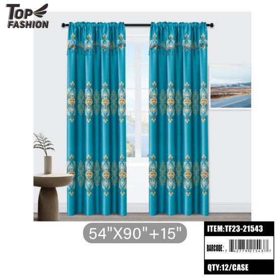 950G BLUE EUROPEAN FLOWER BLACKOUT CURTAINS 12PC/CS