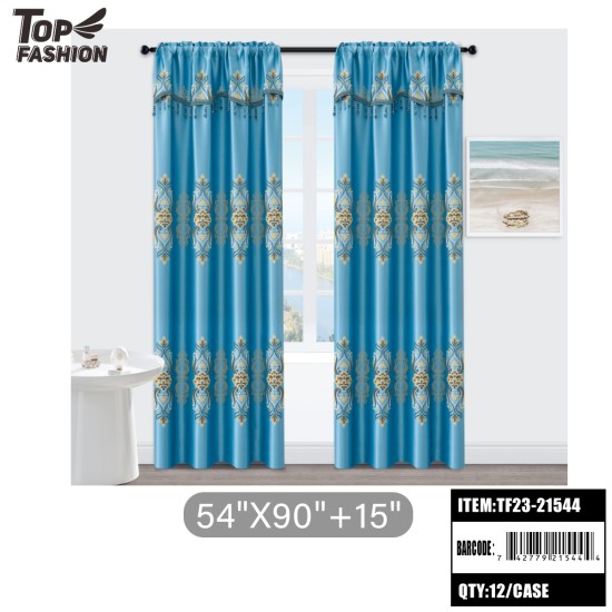 950G LIGHT BLUE EUROPEAN FLOWER BLACKOUT CURTAINS 12PC/CS