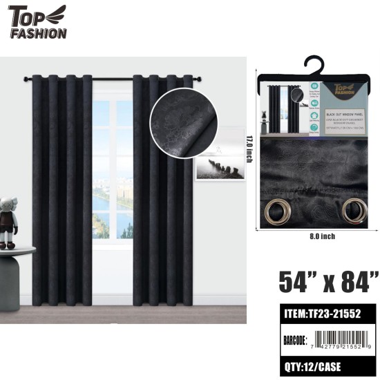 54"*84" BLACK PATTERN BLACKOUT CURTAIN 12PC/CS