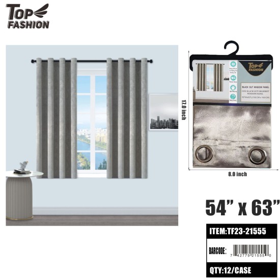 54"*63" GREY PATTERN BLACKOUT CURTAIN 24PC/CS