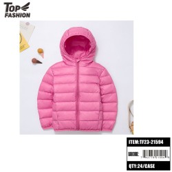 CHILDRENS PINK HOODED DOWN PADDED JACKET 24PC/CS