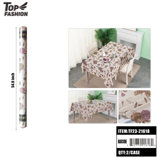 54"PVC TABLECLOTH ROSES 22YD/ROLL 2ROLL/CS