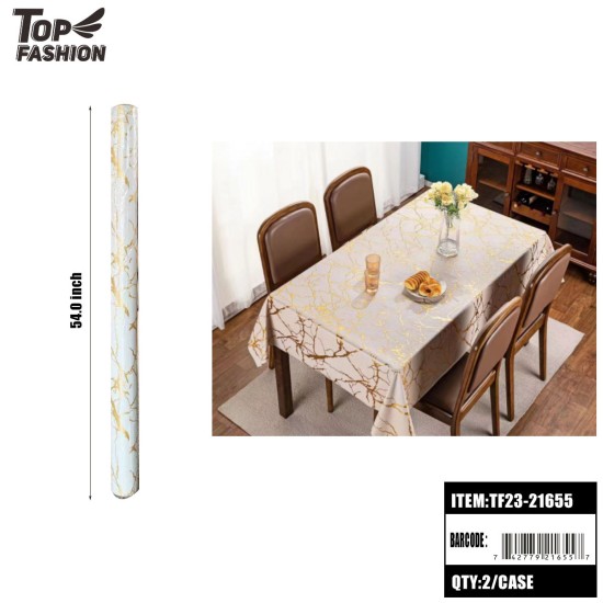 54WHITE MARBLE PVC TABLECLOTH 22YARD/ROLL 44Y/CS