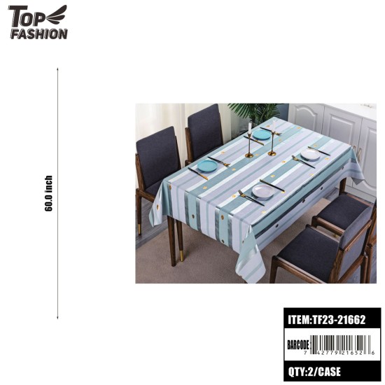 54COFFEE VERTICAL STRIPE PVC TABLECLOTH 22Y/ROLL 44Y/CS