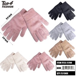 WOMENS MIXED 5-COLOR DOUBLE-LAYER KNITTED GLOVES 72PC/6DZ/CS