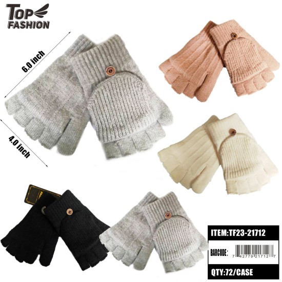 WOMENS MIXED 6 SINGLE-LAYER HALF-HAND KNITTED GLOVE 72PC/CS
