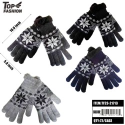 MENS MIXED 4-COLOR FLEECE KNITTED GLOVES 72PC/6DZ/CS