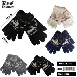 CHILDRENS MIXED 6-COLOR FLEECE KNITTED GLOVES 72PC/6DZ/CS