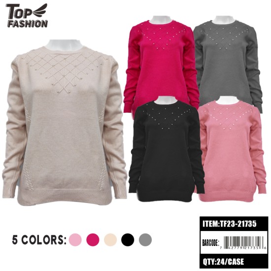 5-COLOR MIX ROUND NECK PEARL WOOL SWEATER 24PC/CS