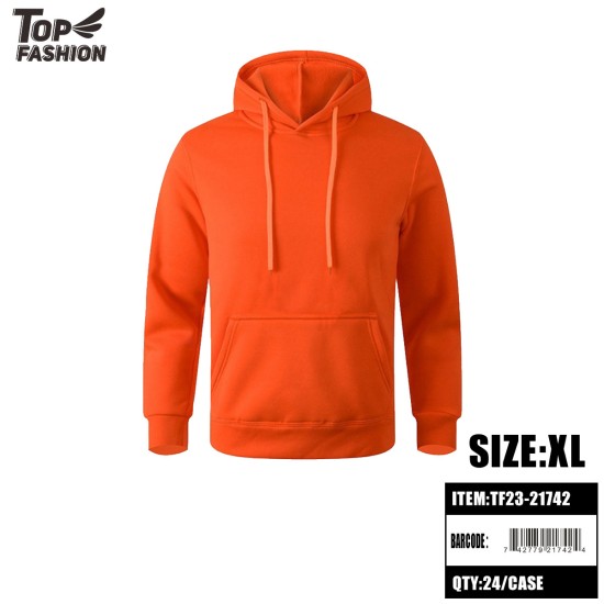 XL SIZE MENS ORANGE BRUSHED HOODED SWEATSHIRT 24PC/CS