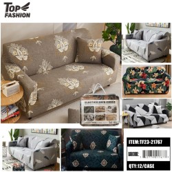 MIXED SIX-COLOR PRINTED TWO-SEATER SOFA COVER 12PC/CS