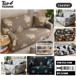 MIXED SIX-COLOR PRINTED THREE-SEATER SOFA COVER 12PC/CS