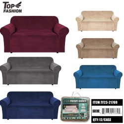 MIXED SIX-COLOR VELVET TWO-SEATER SOFA COVER 12PC/CS