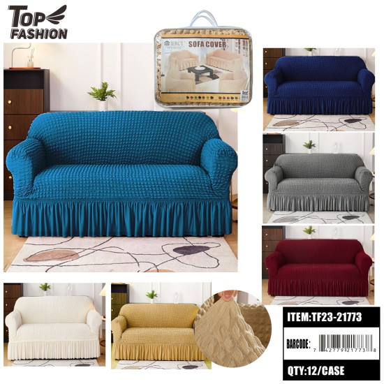 MIXED SIX-COLOR SEERSUCKER TWO-SEATER SOFA COVER 12PC/CS