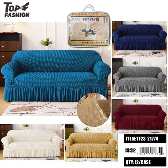 MIXED SIX-COLOR SEERSUCKER THREE-SEATER SOFA COVER 12PC/CS