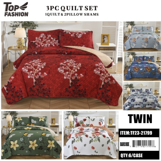 TWIN SIZE SIX TYPES 100G COTTON PRINTED QUILT 2PC-SET 6PC/CS