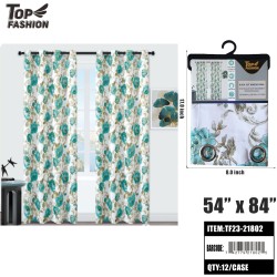 5484PEACOCK BLUE ON WHITE BLACKOUT CURTAINS 12PC/CS