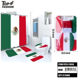 MEXICAN FLAG MAT + SHOWER CURTAIN 16-PIECE SET 12PC/CS