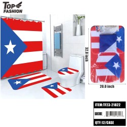 PUERTO RICO FLAG MAT + SHOWER CURTAIN 16-PIECE SET 12PC/CS
